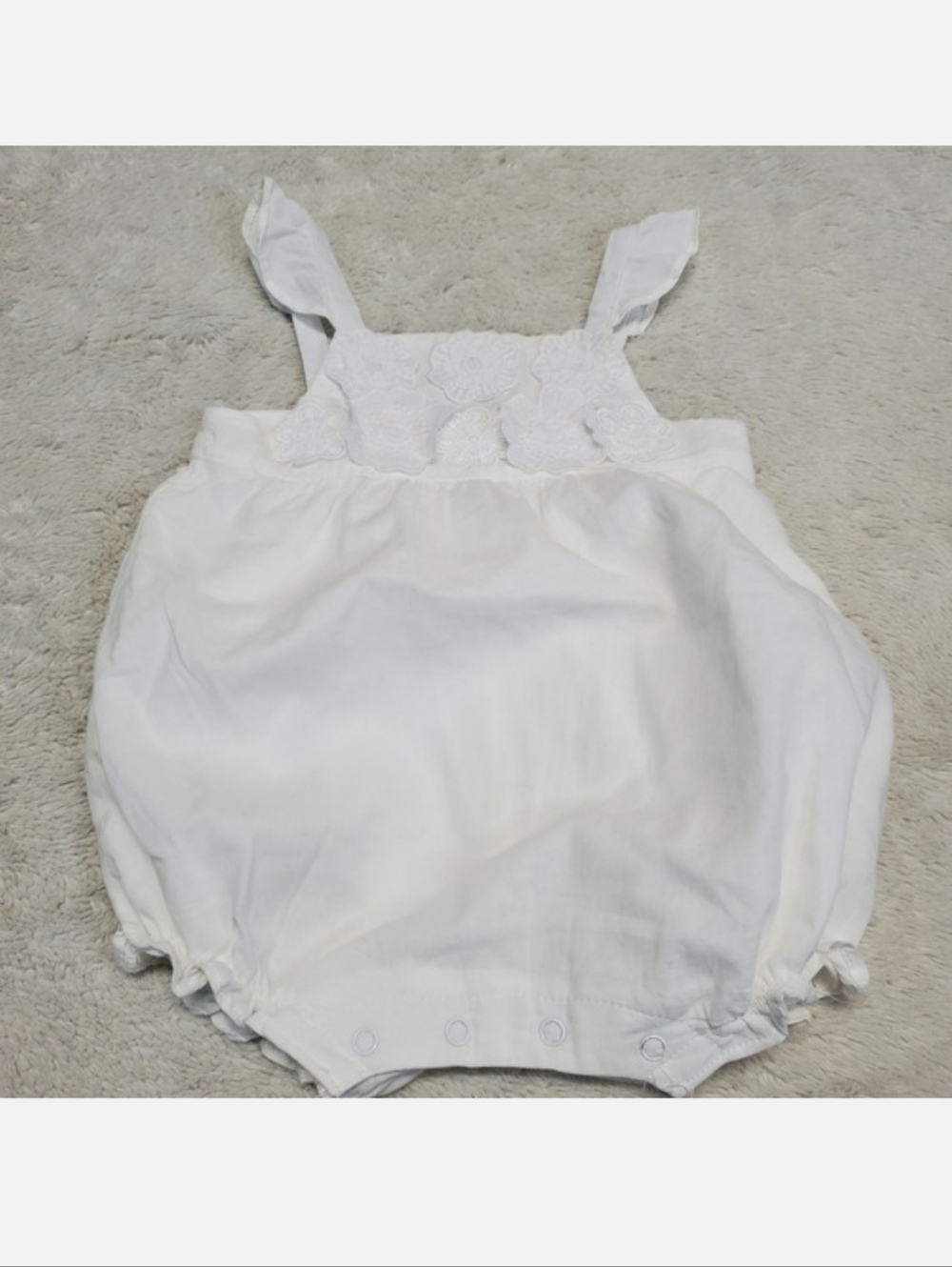 Janie and Jack White‎ Floral Cotton Romper Baby Girl 3 6 months Preppy Cottage